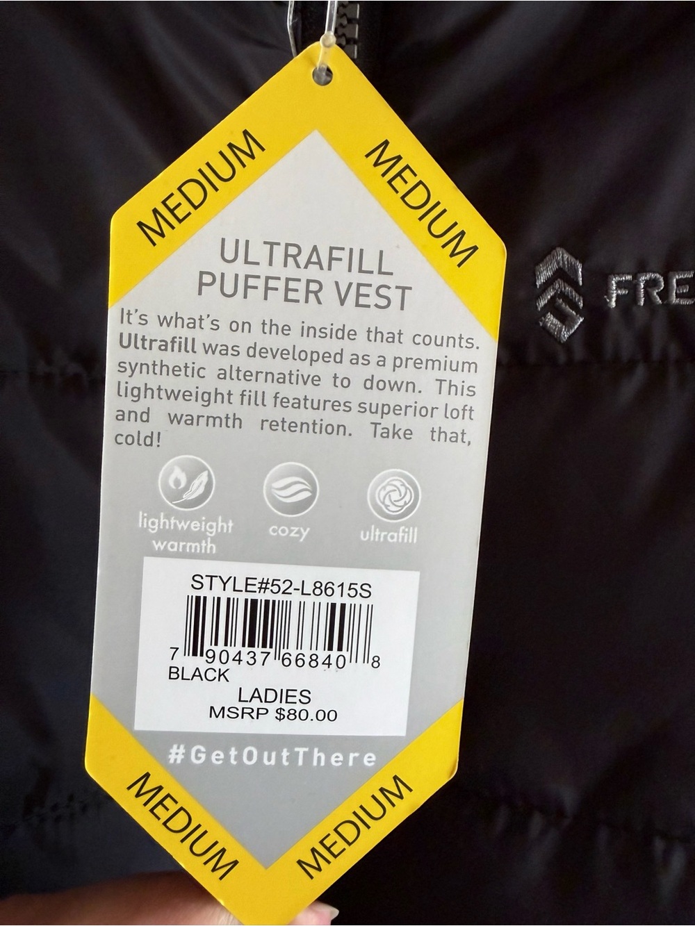 Free Country Ultrafill Puffer Vest Black Women’s Medium NWT Outdoor Activewear - Picture 2 of 12